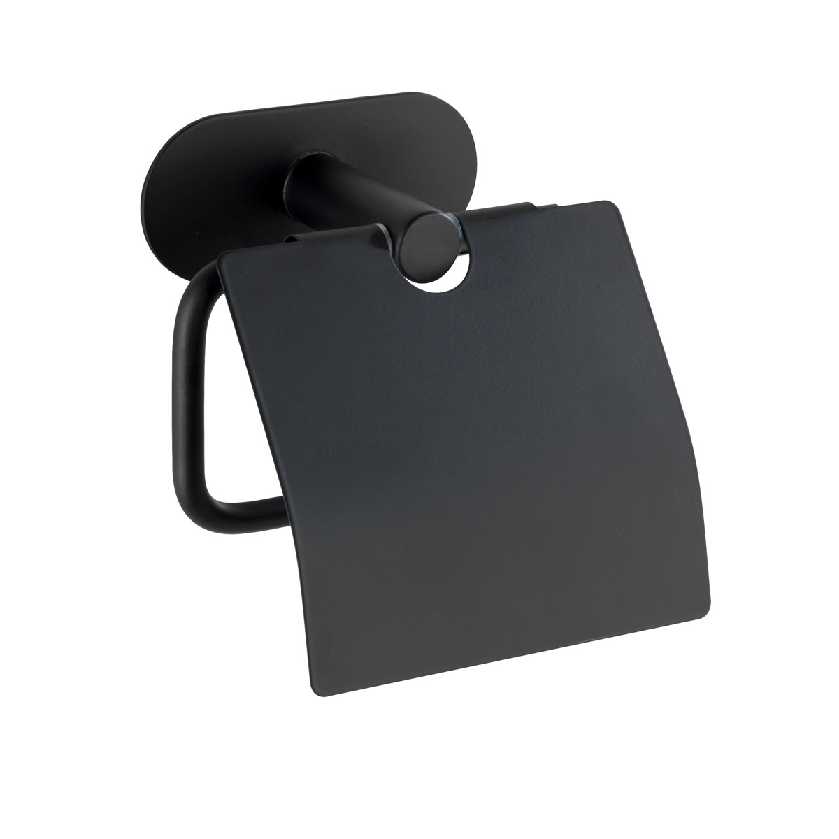 Wenko  Turbo-Loc Edelstahl Toilettenpapierhalter mit Deckel Orea Black Matt WC-Rollenhalter Befestigen ohne bohren