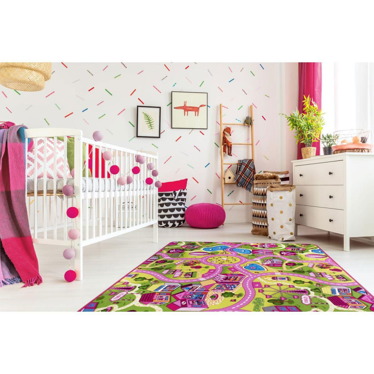 Teppich Sweet Village 140 x 200 cm Mehrfarbig Bild 4