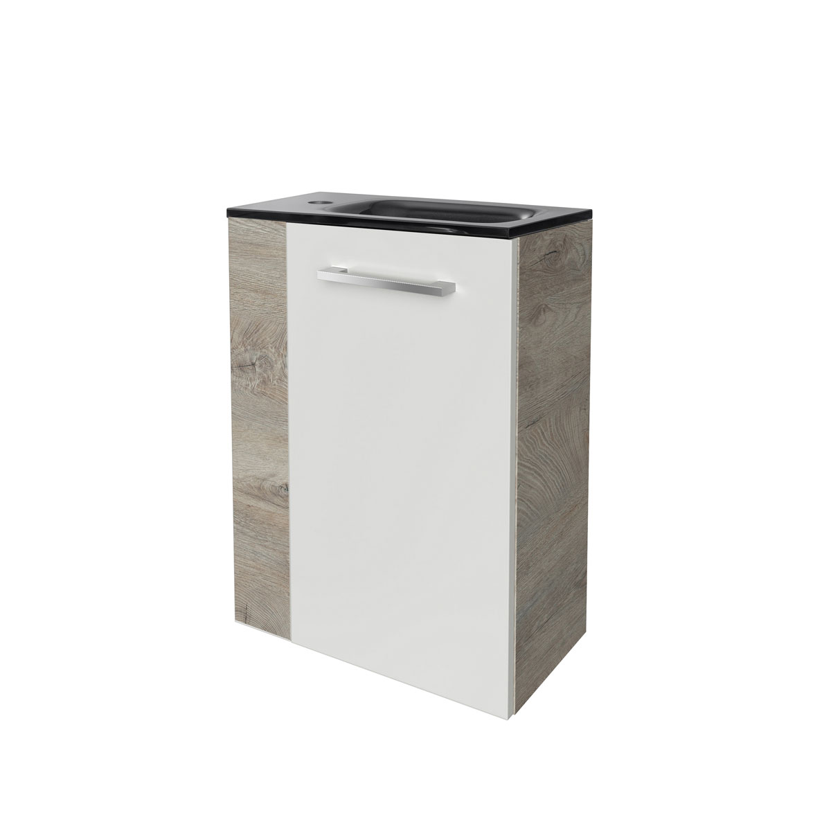 Fackelmann  Gäste-WC Waschtischunterschrank rechts SBC 440 x 600 x 243 mm NatureOak/Weiß Bild 5