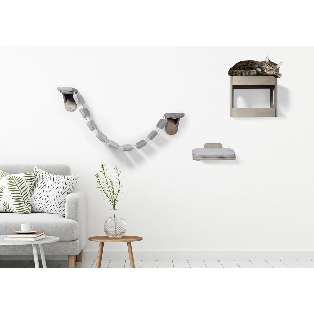 dobar Katzenmöbel-Set braun/grau 3-teilig