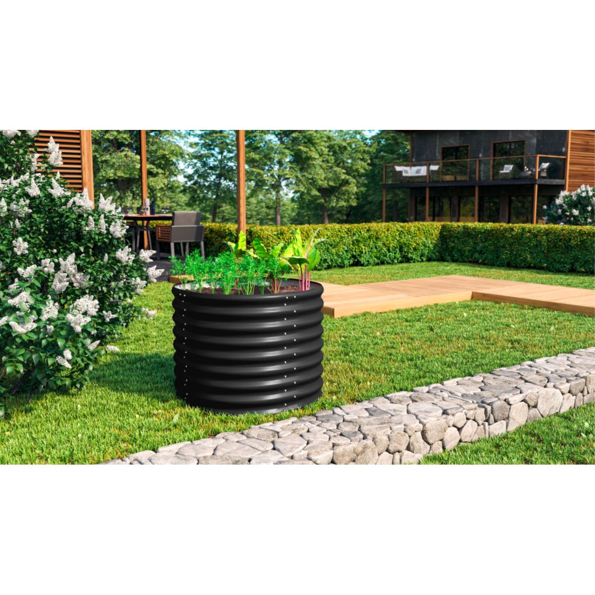 Vitavia Hochbeet „Terra“, rund, schwarz