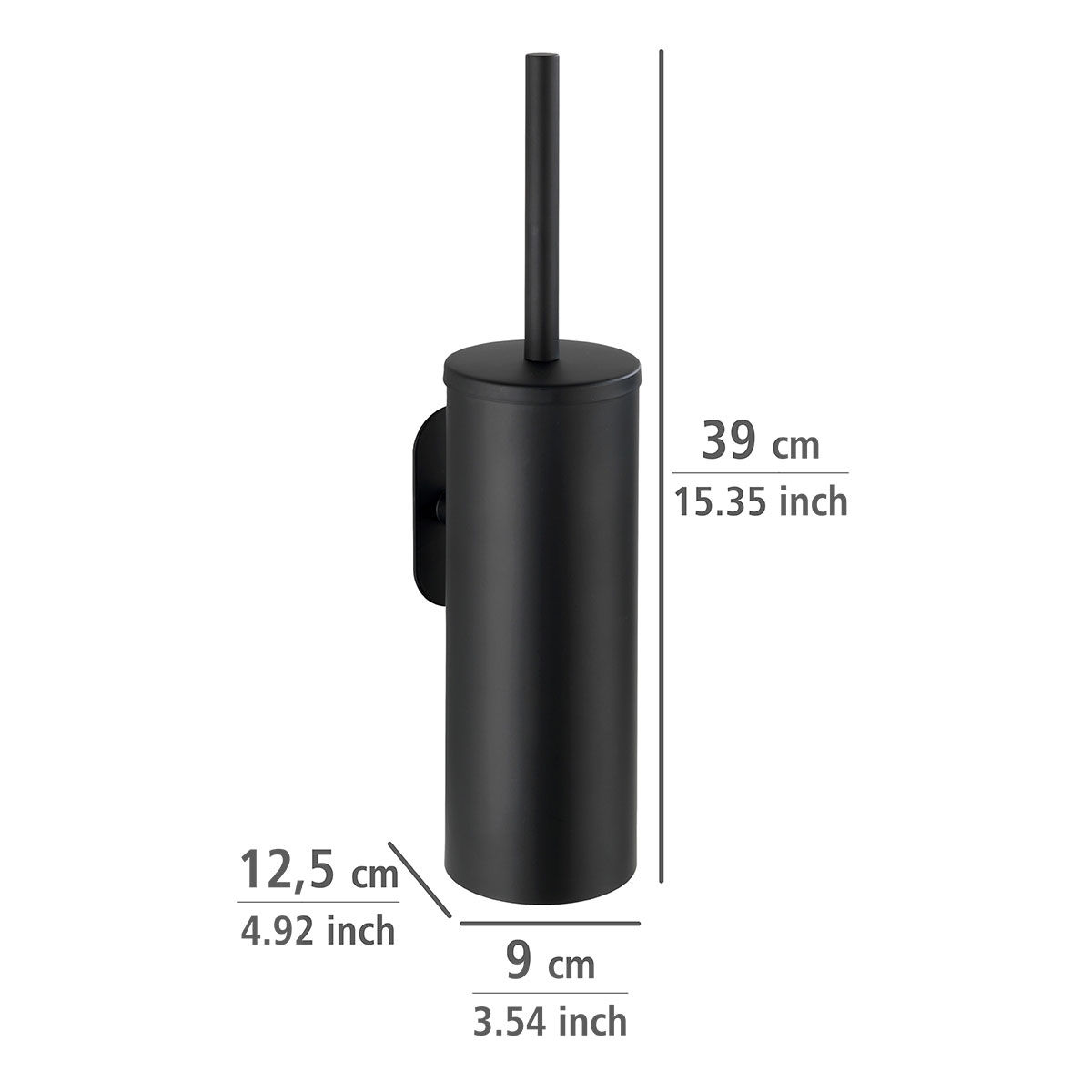 Wenko  Turbo-Loc Edelstahl WC-Garnitur Orea Black Matt geschlossen WC-Bürstenhalter Befestigen ohne bohren Bild 4