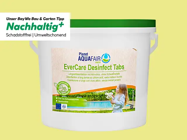 Ein Kübel "EverCare Desinfect Tabs".