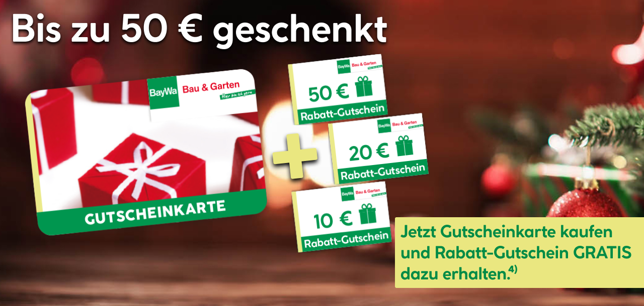 Bis zu 50 Euro geschenkt: Jetzt Gutscheinkarte kaufen und Rabatt-Gutschein GRATIS dazu erhalten.