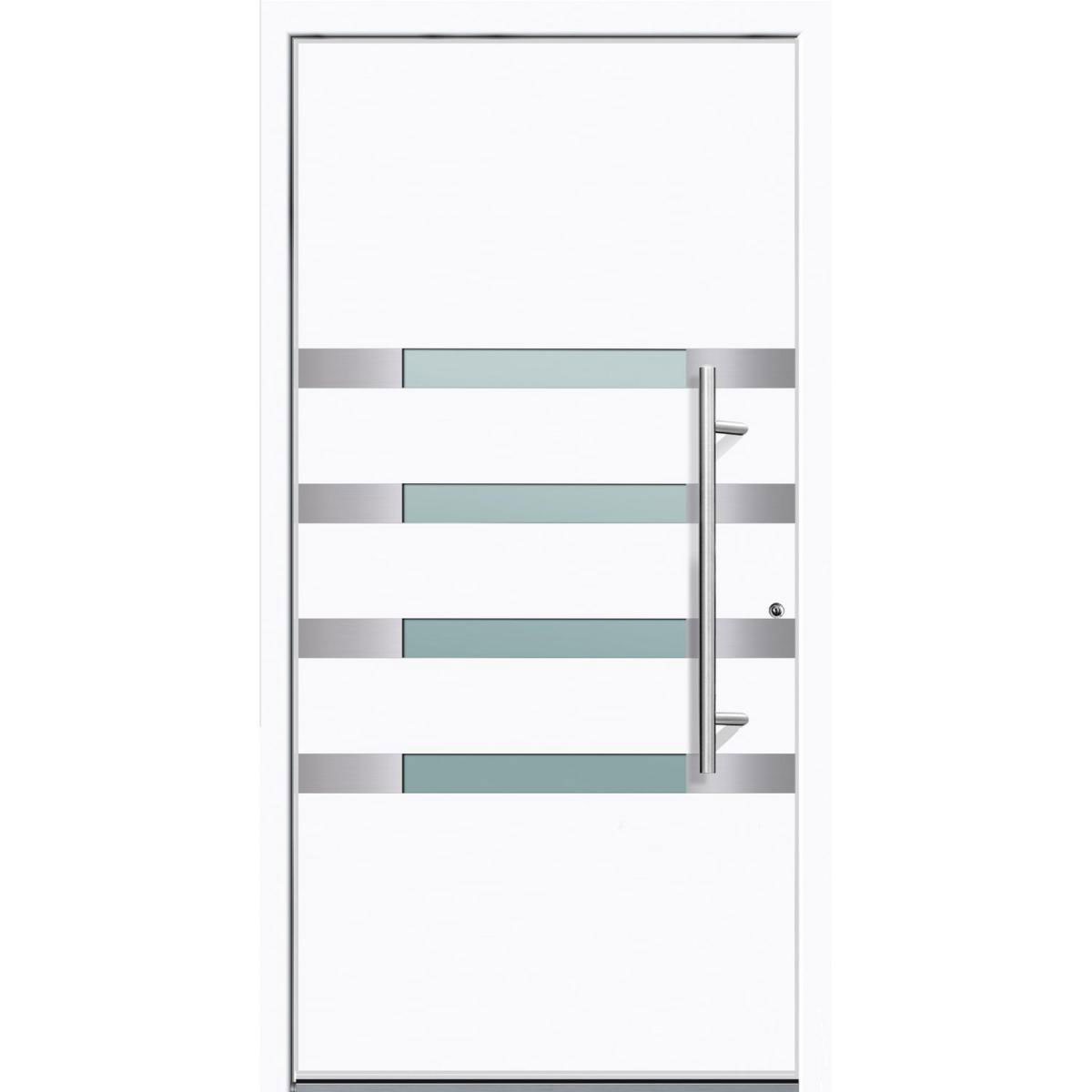 Aluminium Sicherheits-Haustür Brescia Superior 60 mm weiß 100 x 210 cm Anschlag rechts inkl Griffset