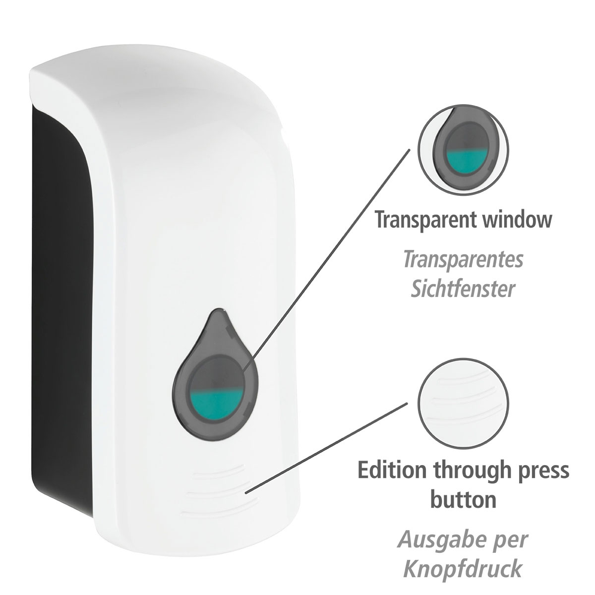 Wenko  Desinfektionsmittel-Spender Ranera L Weiß Seifenspender und Desinfektionsspender Füllmenge 740 ml Bild 3