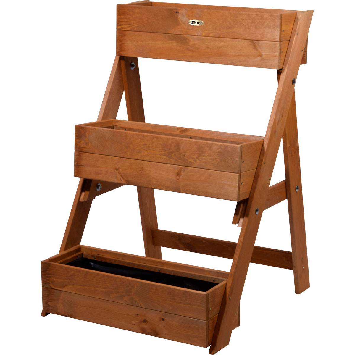 dobar Dreistufige Pflanztreppe 70 x 90 x 60 cm braun