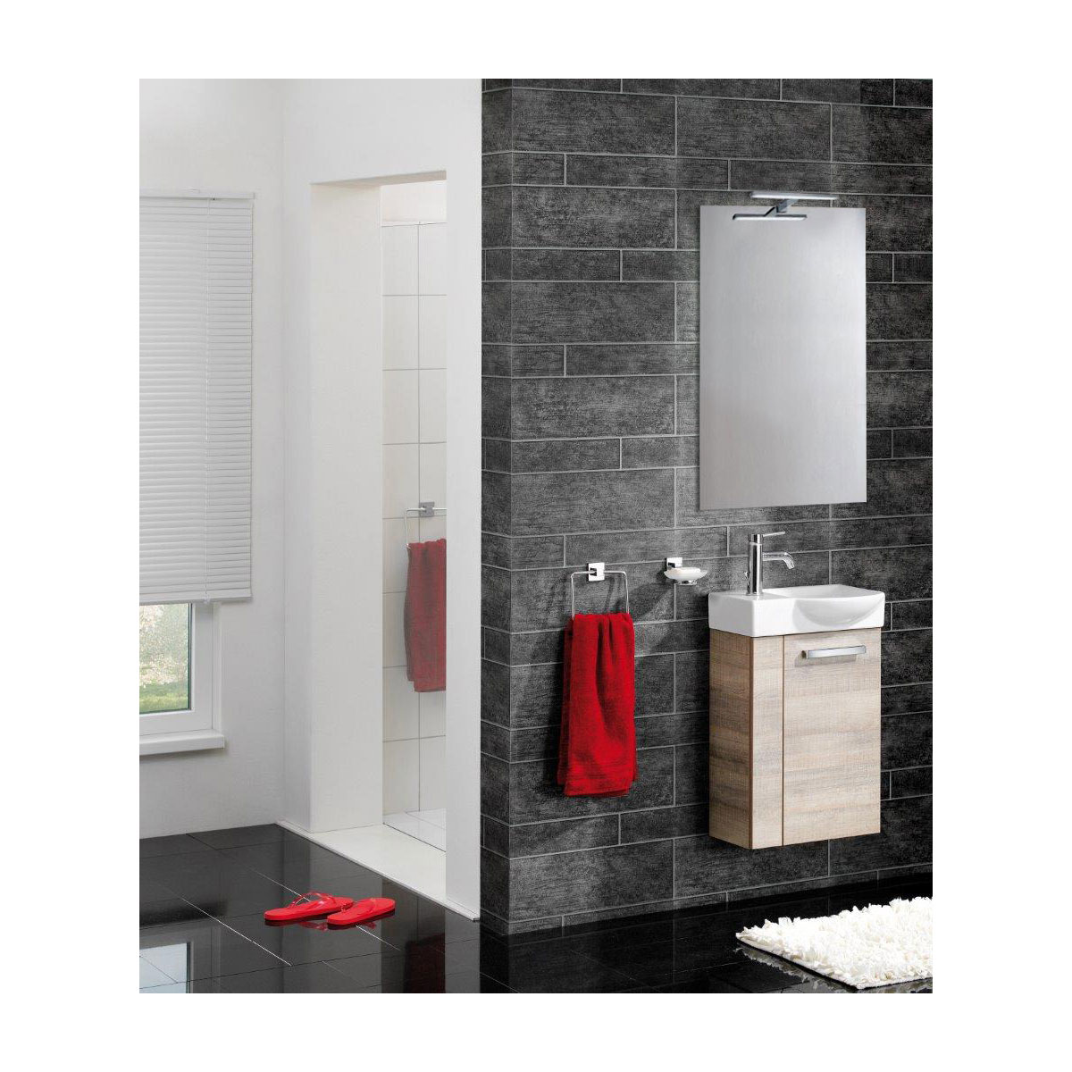 Fackelmann  Gäste-WC Waschtischunterschrank rechts SBC 440 x 600 x 243 mm Graueiche Bild 8