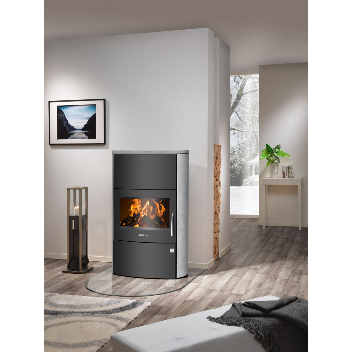 Kaminofen Agero W+ Stahl SchwarzSpeckstein Bild 2