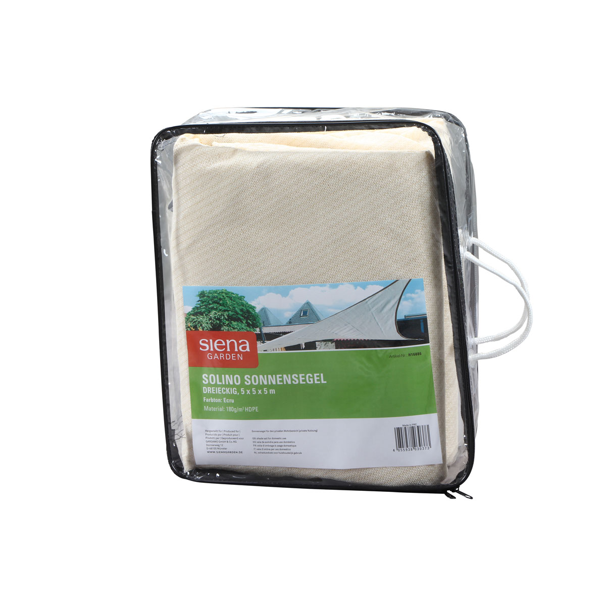 Siena Garden Dreieck-Sonnensegel Solino 500 x 500 x 500 cm weiß Bild 1