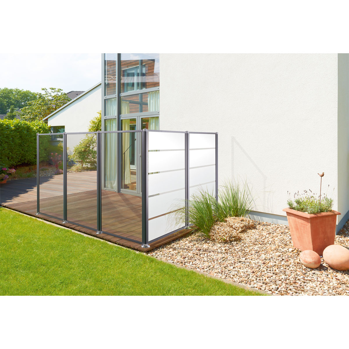 Glas-Windschutz 100 x 160 cm Aluminium Anthrazit Bild 2