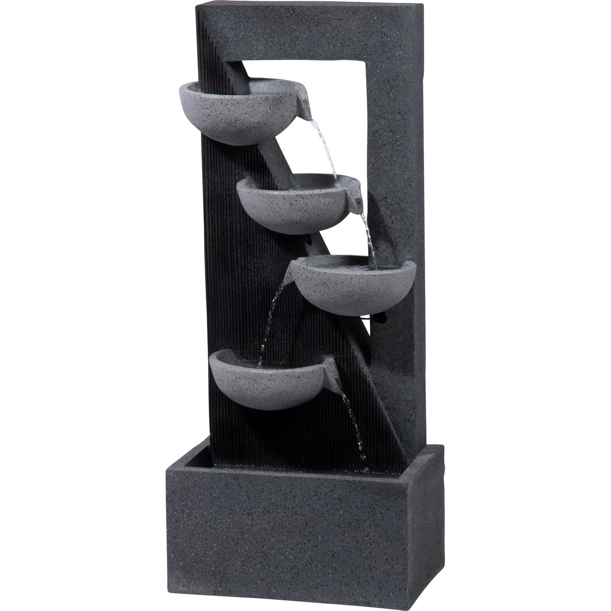 dobar XL Design-Gartenbrunnen mit LEDs 40 x 92 x 25 cm grau