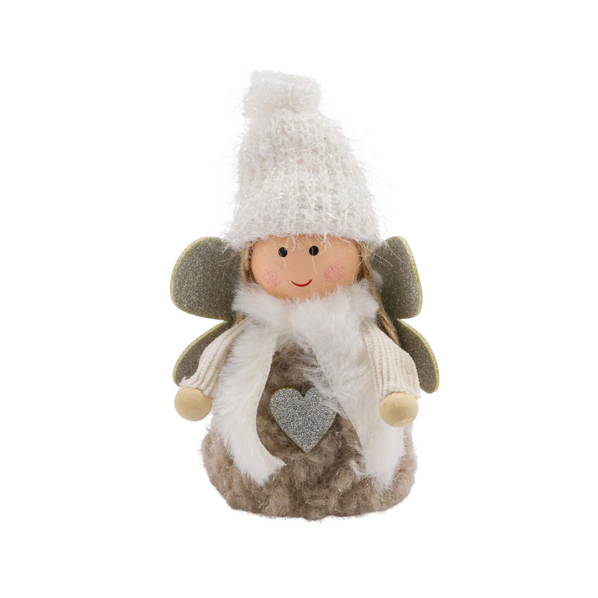 Stoffengel beige/weiss 8 x 5,5 x 11 cm